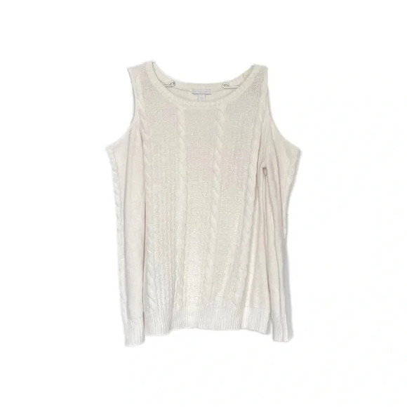 New York & Company Cold Shoulder Ivory Knit Sweater Women’s Medium - Picture 4 of 12